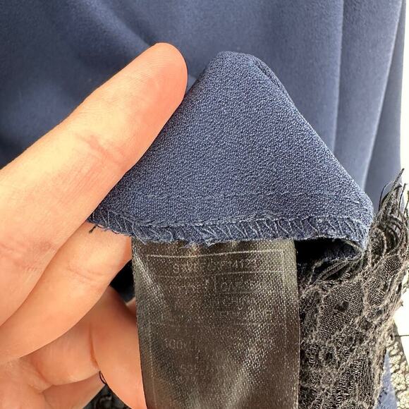 BB Dakota Lace Hem 3/4 Sleeve Pullover Plus Size Top Navy Blue Women's Size 2X - Picture 5 of 8